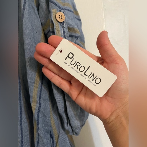 NWT Puro Lino striped linen shirt dress X Large - Picture 3 of 10